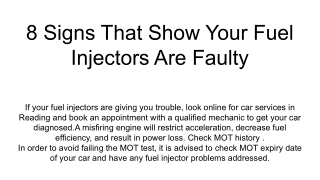 8 Signs That Show Your Fuel Injectors Are Faulty