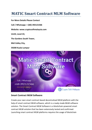 MATIC Smart Contract MLM Software