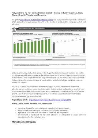 Polyurethane Pu Hot Melt Adhesive Market