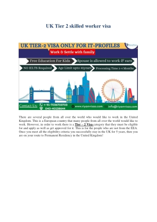 UK Tier 2 skilled worker visa11