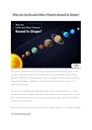 Why are Earth and Other Planets Round in Shape
