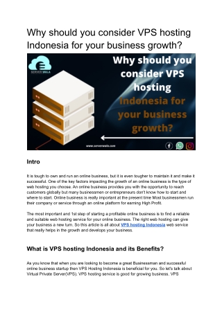Why should you consider VPS hosting Indonesia for your business growth