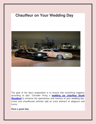 Find the best Wedding Car Chauffeur in Highams Park