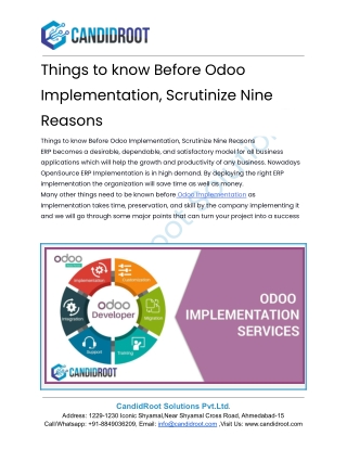 Observe Nine Reasons Things to know Before Odoo Implementation