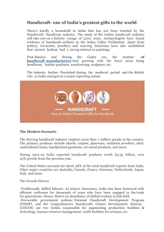 Handicraft items Manufacturers - Industry experts
