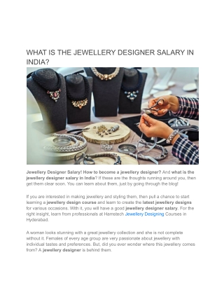 Jewellery Designer Salary In India - Scope & Careers | Hamstech