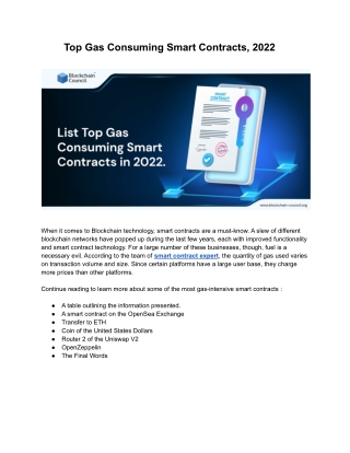 Top Gas Consuming Smart Contracts, 2022