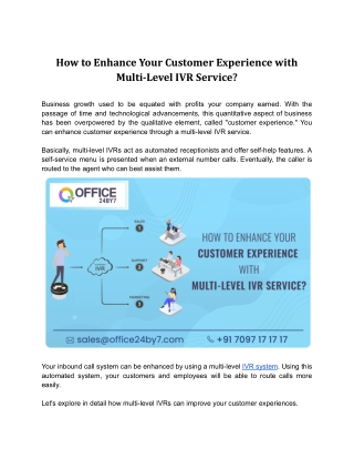 How to Enhance Your Customer Experience with Multi-Level IVR Service