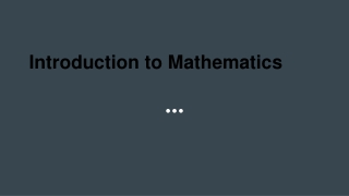 Introduction to Mathematics