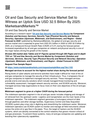 Oil and Gas Security and Service Market To Achieve A High CAGR Of 5.2% by 2025