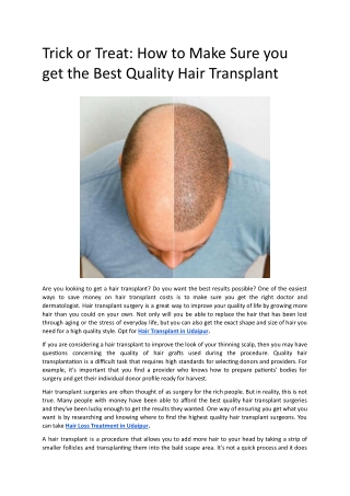 Trick or Treat_ How to Make Sure you get the Best Quality Hair Transplant