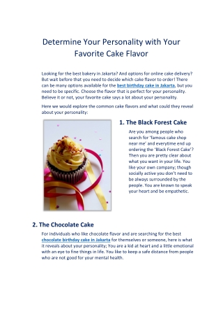 Determine Your Personality with Your Favorite Cake Flavor