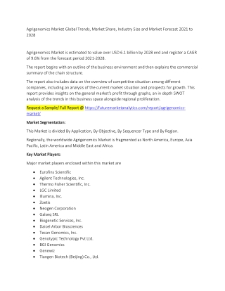 Agrigenomics Market Trends, Market Share, Industry Size, Growth, and Market Forecast 2021 to 2028