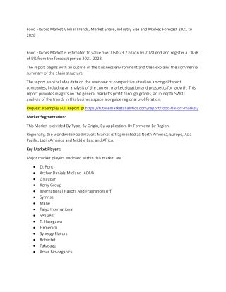 Food Flavors Market Trends, Market Share, Industry Size, Growth, and Market Forecast 2021 to 2028
