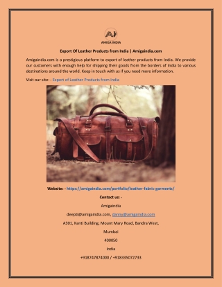 Export Of Leather Products From India Amigaindia