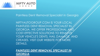 Paintless Dent Removal Specialist in Georgia  Niftyautogroup.com