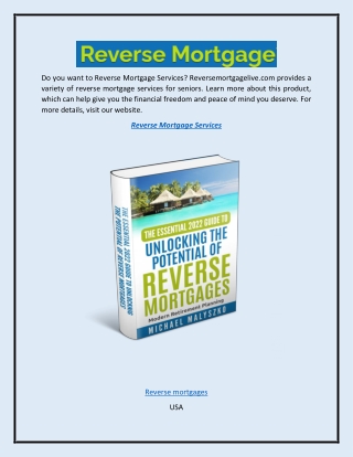 Reverse Mortgage Services  Reversemortgagelive.com