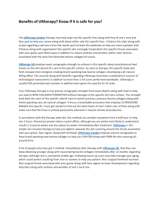 Benefits of Ultherapy Know if it is safe for you