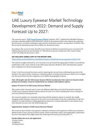 UAE Luxury Eyewear Market Technology Development 2022