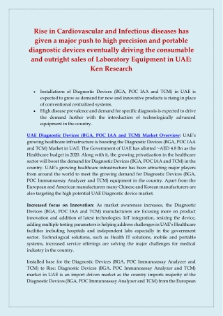 UAE Blood Gas, Immunoassay Analyzer and Transcutaneous Monitoring Market Outlook to 2025