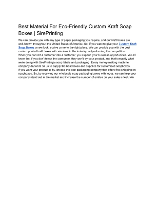 Best Material For Eco-Friendly Custom Kraft Soap Boxes _ SirePrinting