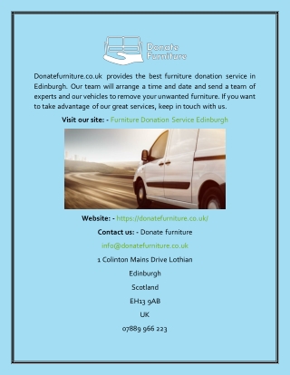 Furniture Donation Service Edinburgh  Donatefurniture.co.uk