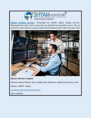 Option Trading Services | Shyamadvisory.com