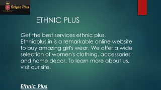 Ethnic Plus  Ethnicplus.in