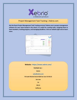 Project Management Task Tracking | Xebrio.com