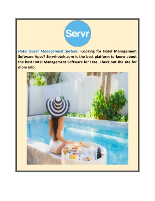 Hotel Guest Management System Servrhotels.com