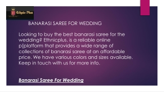 Banarasi Saree For Wedding  Ethnicplus.in