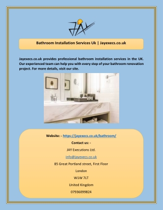 Bathroom Installation Services Uk  Jayexecs.co.uk