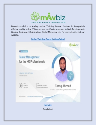 Online Training Course in Bangladesh  Mawbiz.com.bd