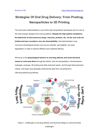 Strategies Of Oral Drug Delivery From Prodrug, Nanoparticles to 3D Printing