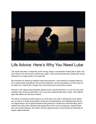 Life Advice: Here’s Why You Need Lube