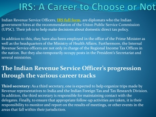 IRS: A Career to Choose or Not.