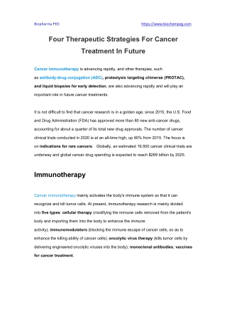 Four Therapeutic Strategies For Cancer Treatment In Future