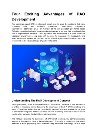 Four Exciting Advantages of DAO Development