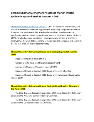 Chronic Obstructive Pulmonary Disease Market