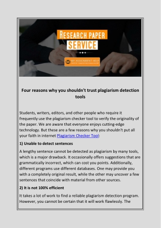 Four reasons why you shouldn't trust plagiarism detection tools