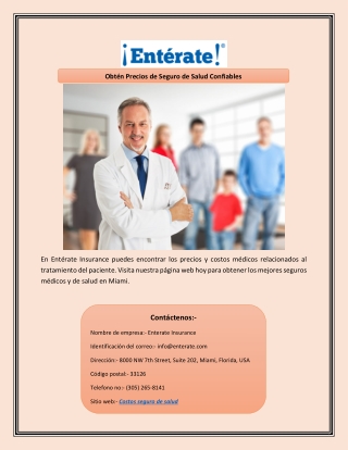 Obtén Precios de Seguro de Salud Confiables