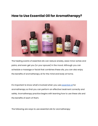 How to Use Essential Oil for Aromatherapy_