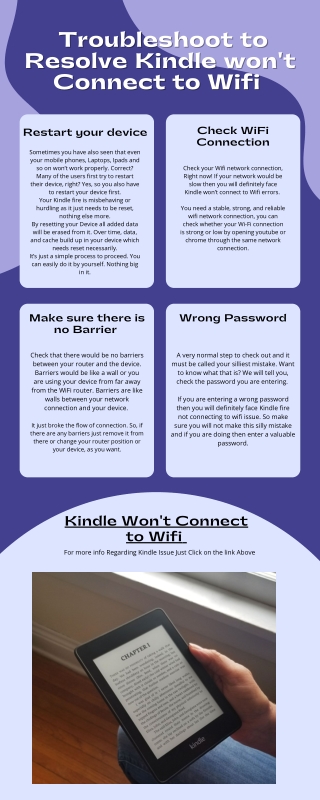 Troubleshoot to Resolve Kindle won't Connect to Wifi