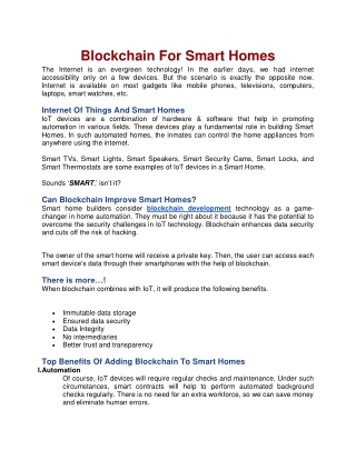 Blockchain Development smart homes