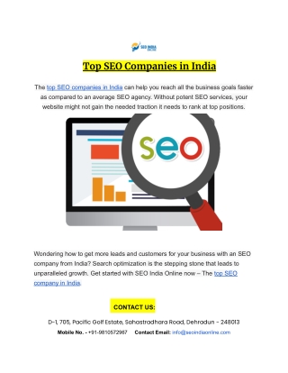 Top SEO Companies in India