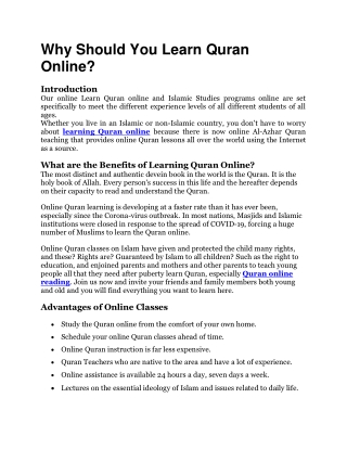 Why Should You Learn Quran Online