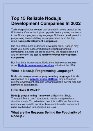 Best 15 Reliable Node.js Development Companies