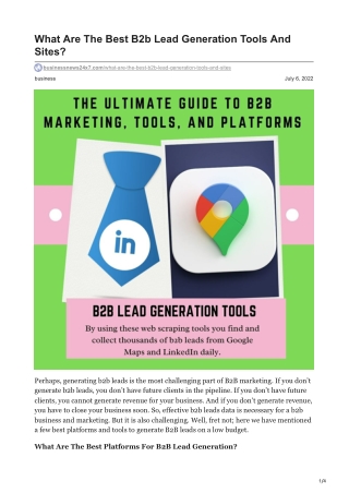 1What Are The Best B2b Lead Generation Tools And Sites