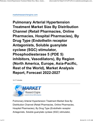 Pulmonary Arterial Hypertension Treatment Market