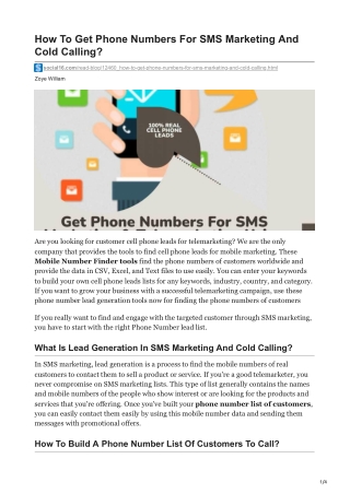 How To Get Phone Numbers For SMS Marketing And Cold Calling